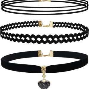 Choker Set 3 PCS Necklace Gothic Choker Heart Charm Velvet Gothic Classical Collars